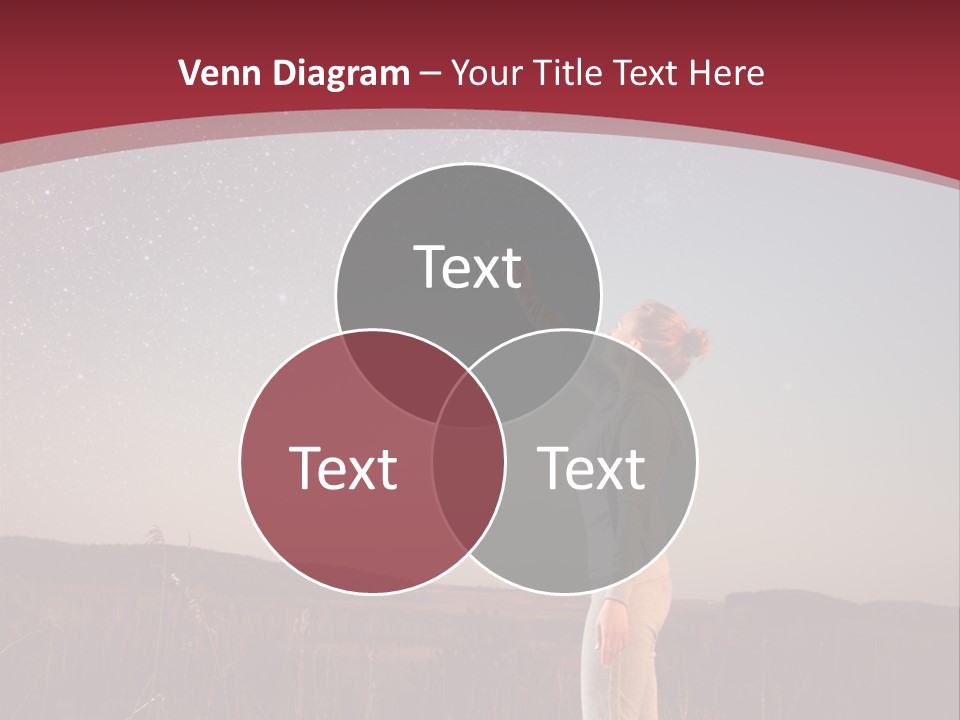 A Woman Standing In A Field With Her Arms In The Air PowerPoint Template