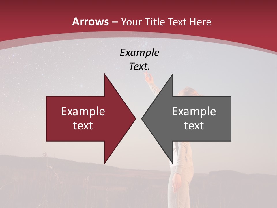 A Woman Standing In A Field With Her Arms In The Air PowerPoint Template