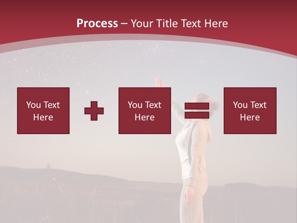 A Woman Standing In A Field With Her Arms In The Air PowerPoint Template