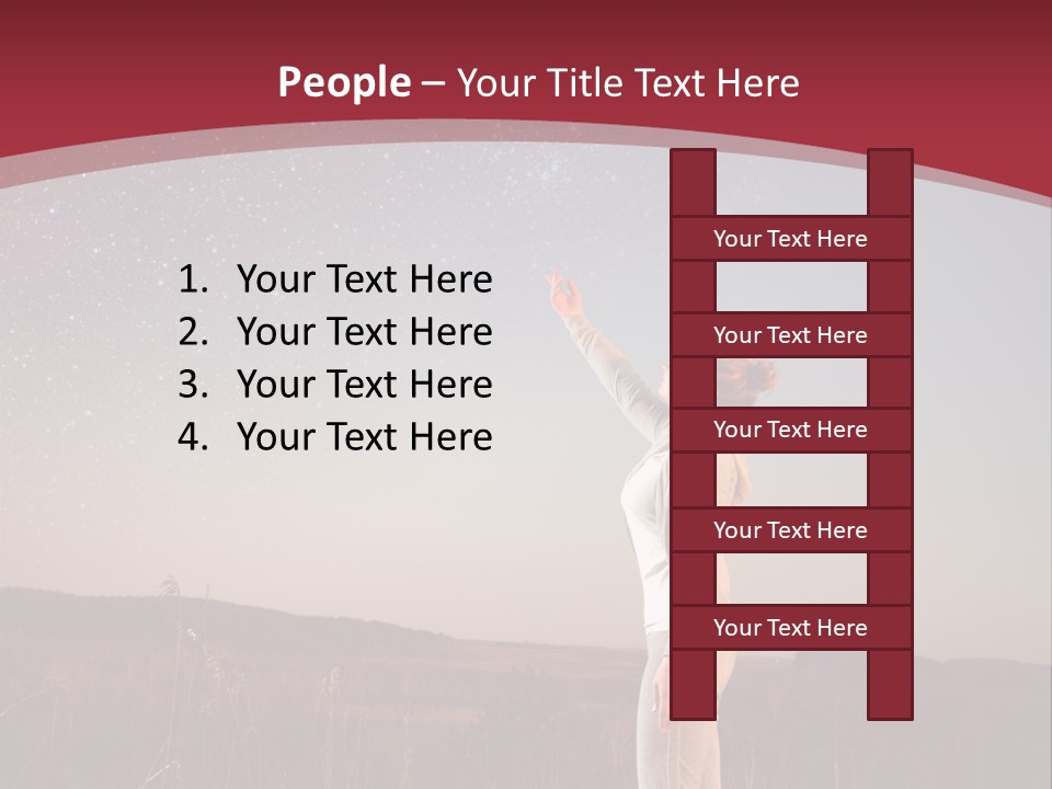 A Woman Standing In A Field With Her Arms In The Air PowerPoint Template