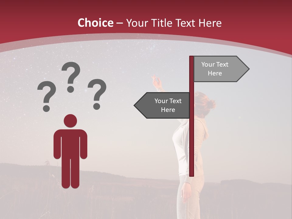 A Woman Standing In A Field With Her Arms In The Air PowerPoint Template