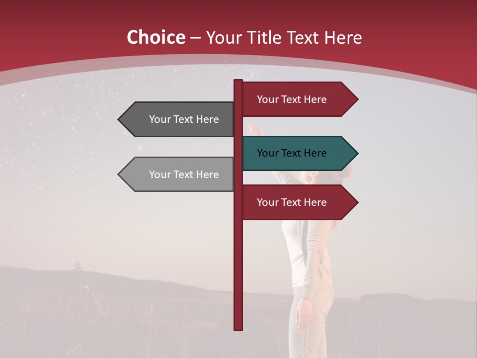 A Woman Standing In A Field With Her Arms In The Air PowerPoint Template