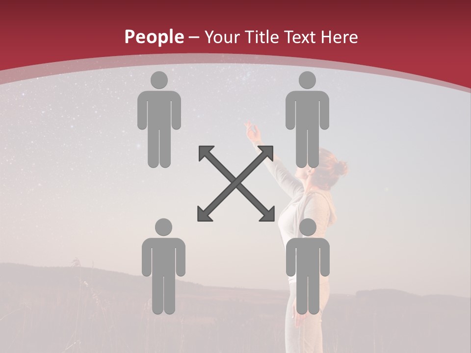 A Woman Standing In A Field With Her Arms In The Air PowerPoint Template