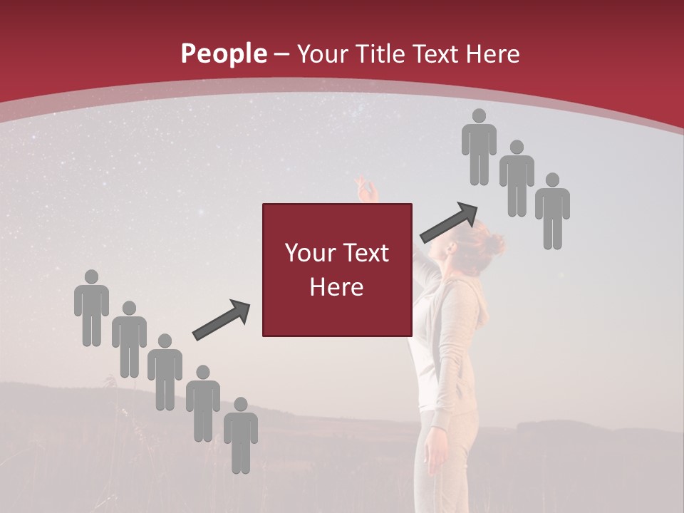 A Woman Standing In A Field With Her Arms In The Air PowerPoint Template