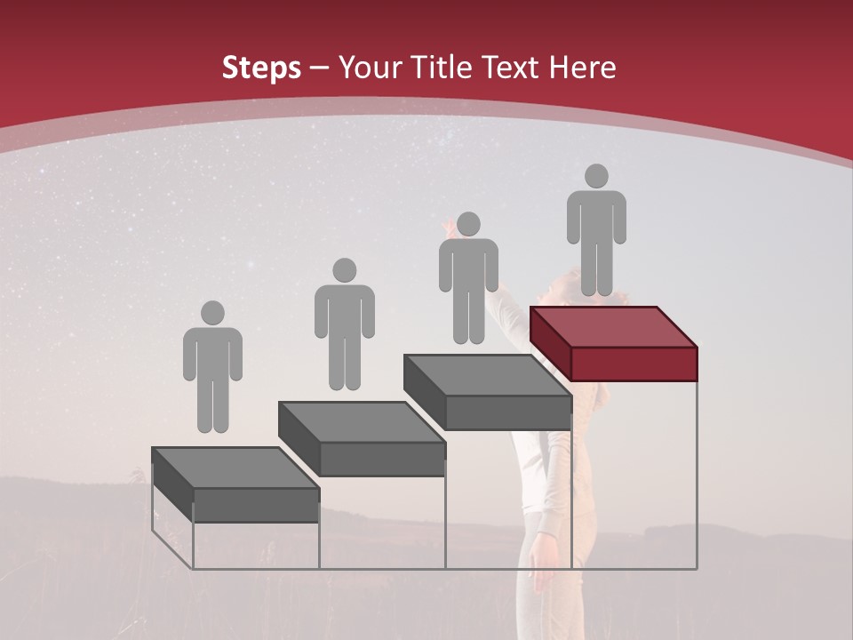 A Woman Standing In A Field With Her Arms In The Air PowerPoint Template