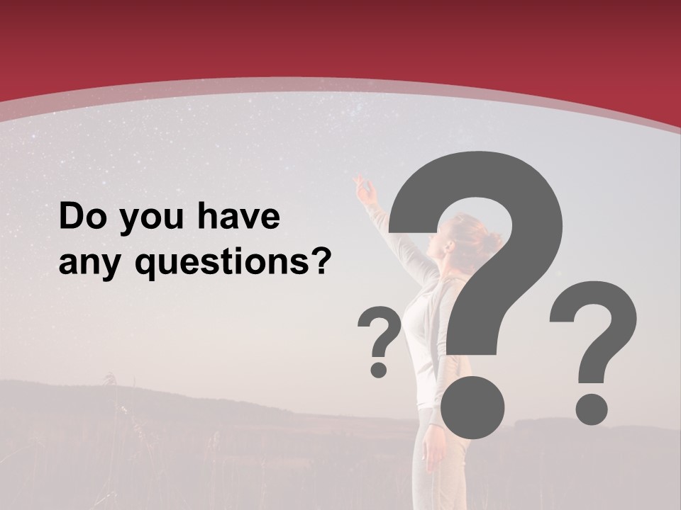 A Woman Standing In A Field With Her Arms In The Air PowerPoint Template