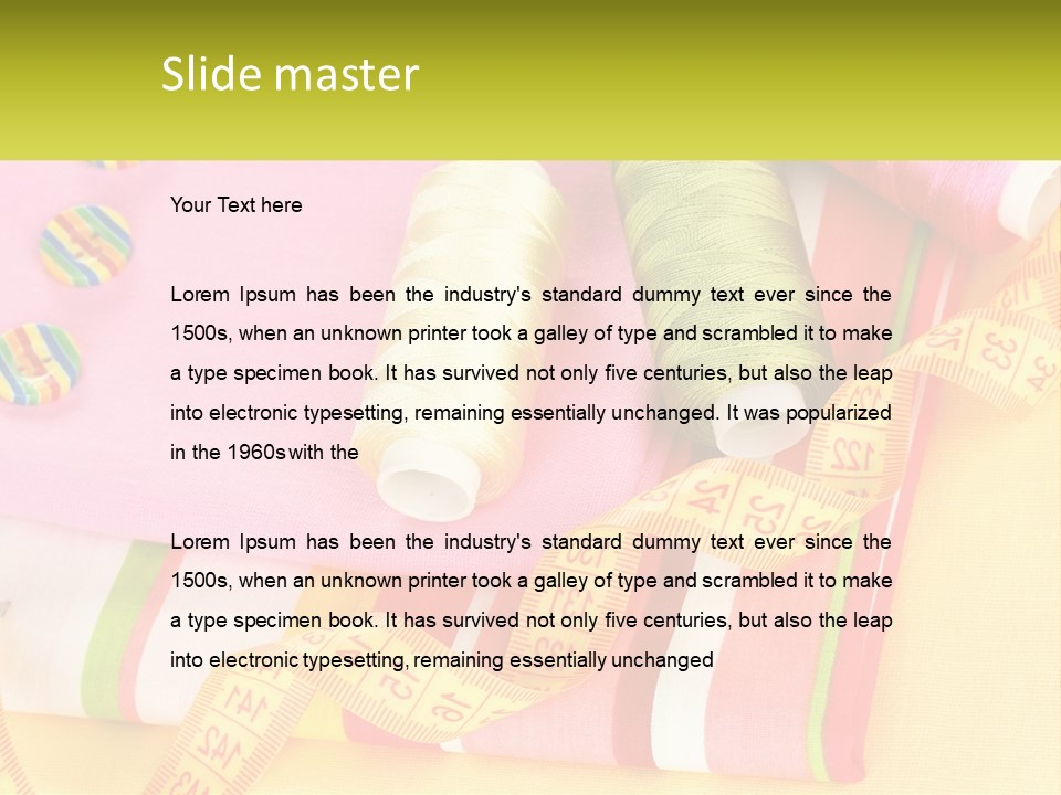 A Group Of Different Colored Spools Of Thread Next To Each Other PowerPoint Template