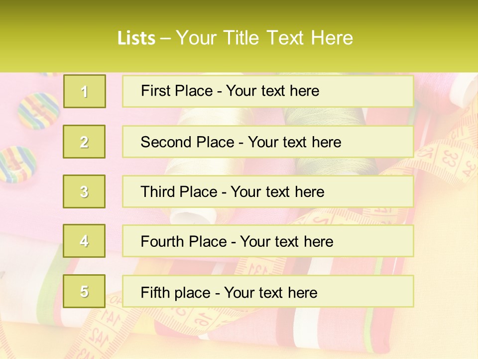 A Group Of Different Colored Spools Of Thread Next To Each Other PowerPoint Template