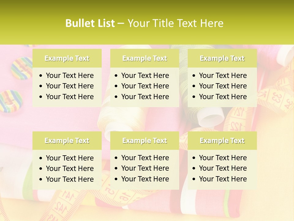 A Group Of Different Colored Spools Of Thread Next To Each Other PowerPoint Template