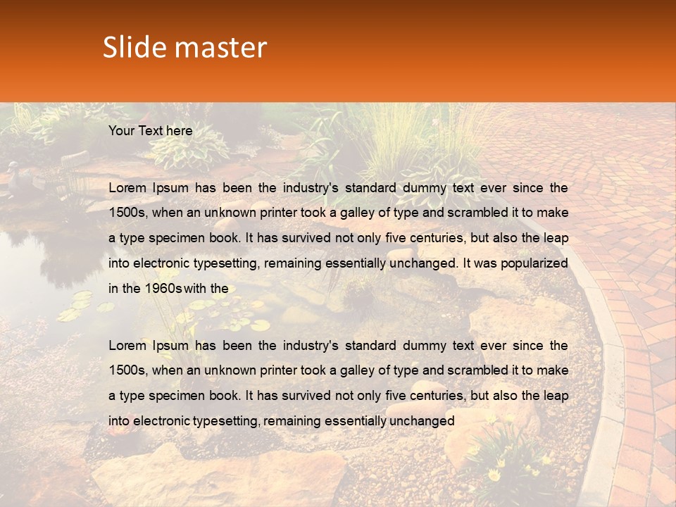 A Small Pond Surrounded By Rocks And Plants PowerPoint Template