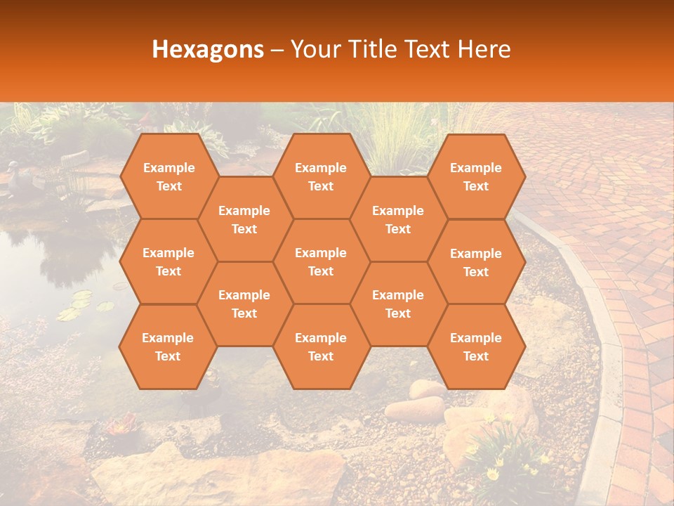 A Small Pond Surrounded By Rocks And Plants PowerPoint Template