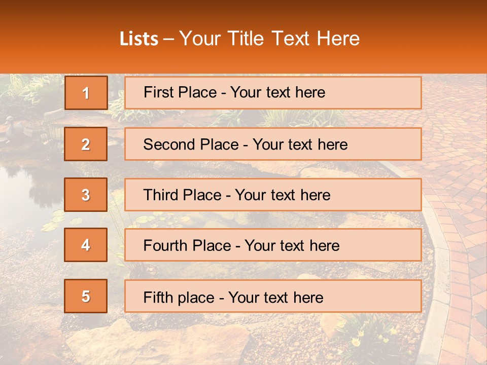 A Small Pond Surrounded By Rocks And Plants PowerPoint Template
