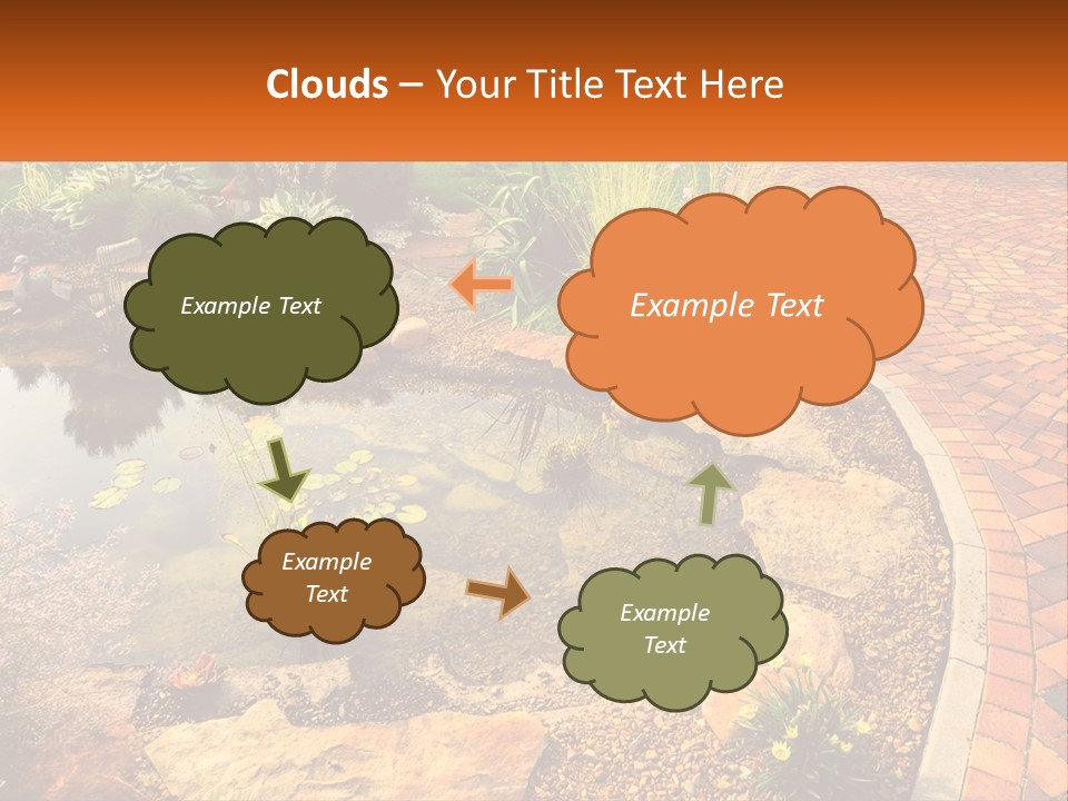 A Small Pond Surrounded By Rocks And Plants PowerPoint Template