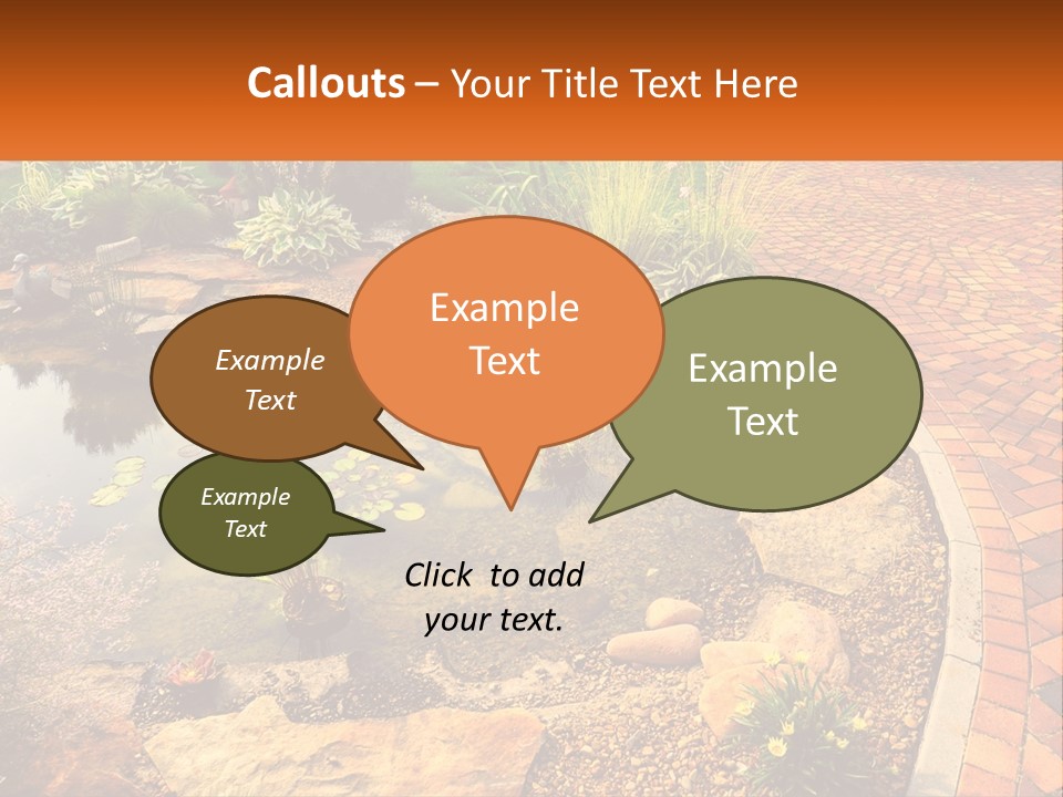 A Small Pond Surrounded By Rocks And Plants PowerPoint Template