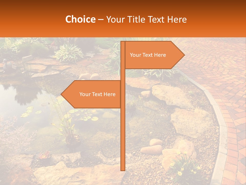 A Small Pond Surrounded By Rocks And Plants PowerPoint Template