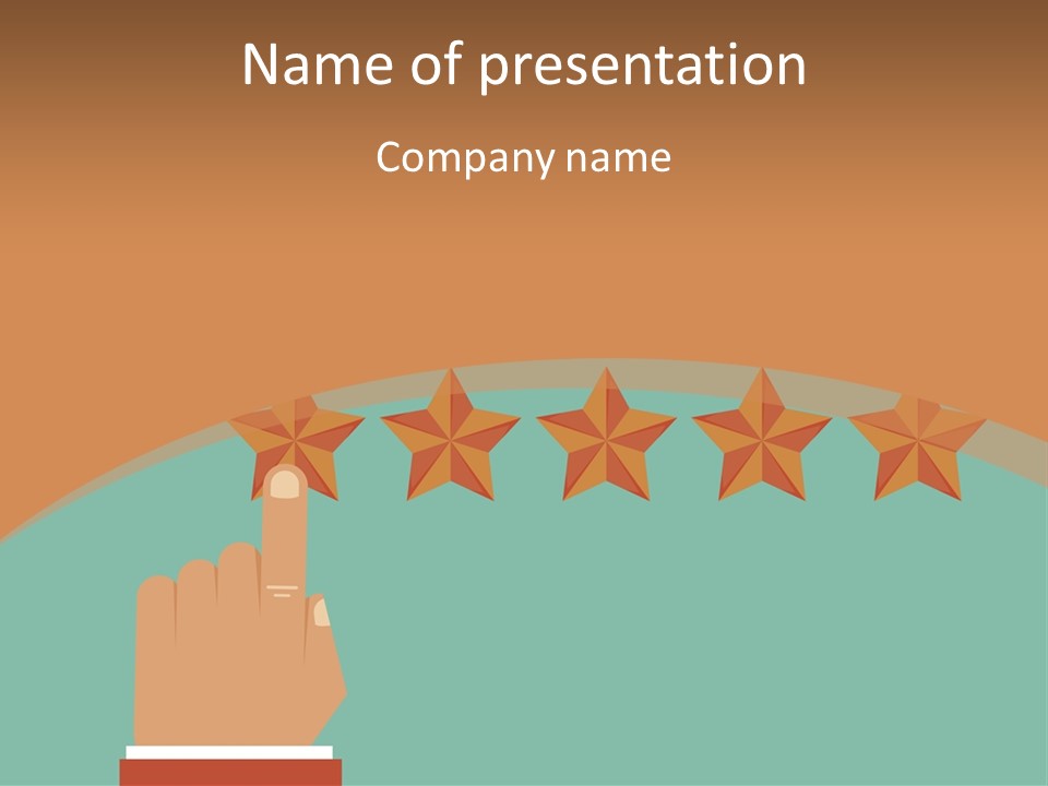 A Hand Pointing At Five Stars On A Wall PowerPoint Template