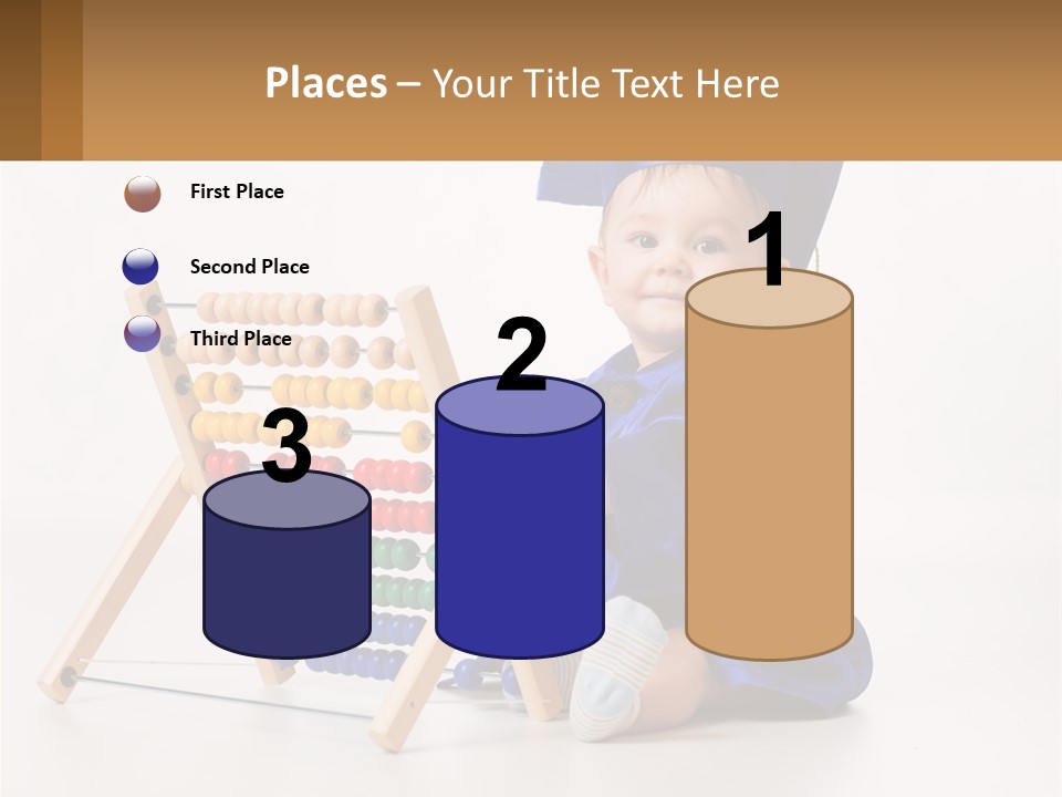 A Child In A Graduation Cap And Gown Playing With An Abacusk PowerPoint Template