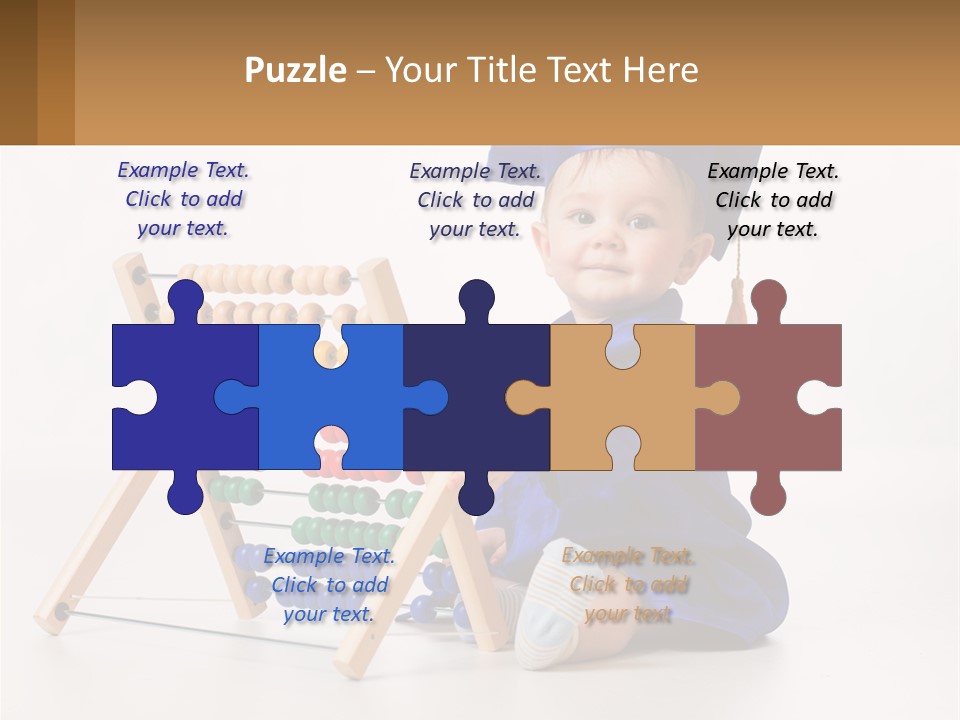 A Child In A Graduation Cap And Gown Playing With An Abacusk PowerPoint Template