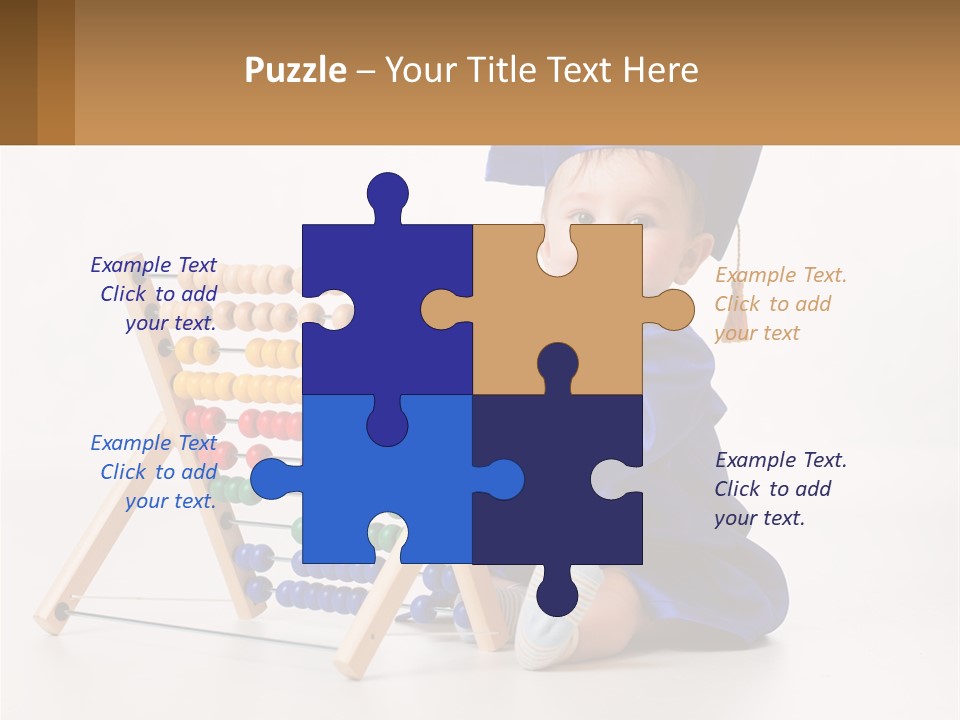 A Child In A Graduation Cap And Gown Playing With An Abacusk PowerPoint Template