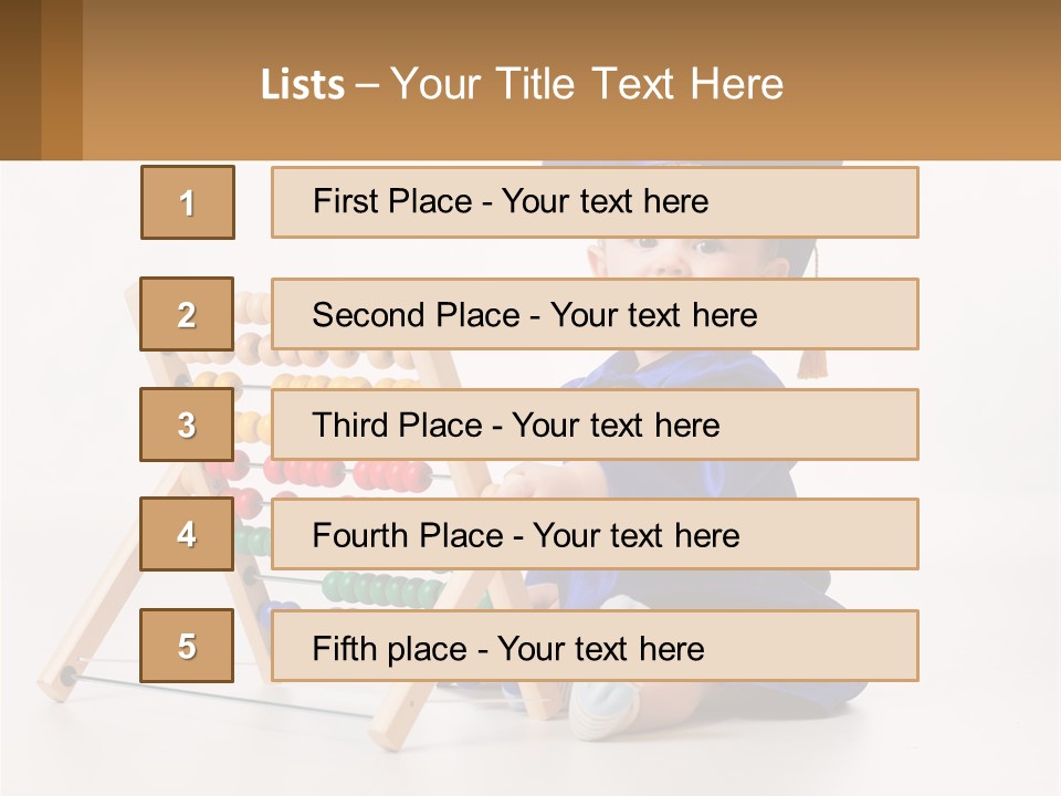 A Child In A Graduation Cap And Gown Playing With An Abacusk PowerPoint Template