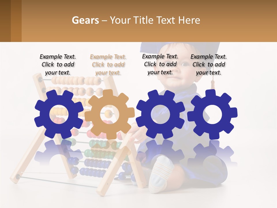 A Child In A Graduation Cap And Gown Playing With An Abacusk PowerPoint Template