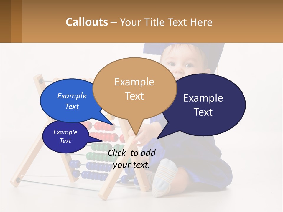 A Child In A Graduation Cap And Gown Playing With An Abacusk PowerPoint Template