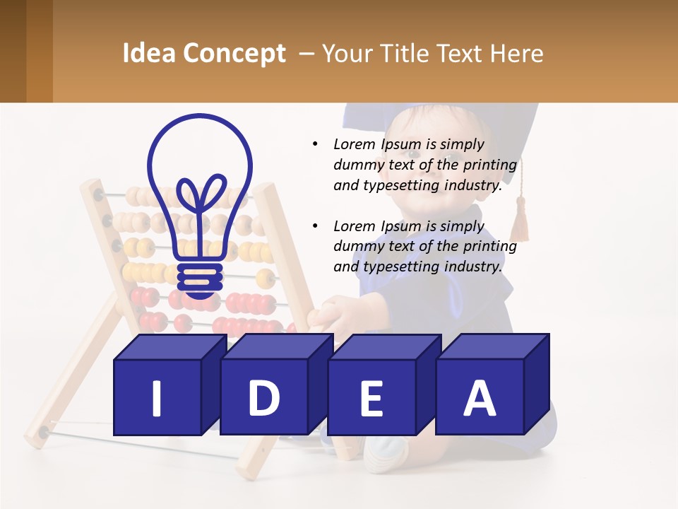 A Child In A Graduation Cap And Gown Playing With An Abacusk PowerPoint Template