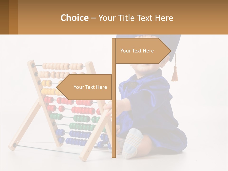 A Child In A Graduation Cap And Gown Playing With An Abacusk PowerPoint Template