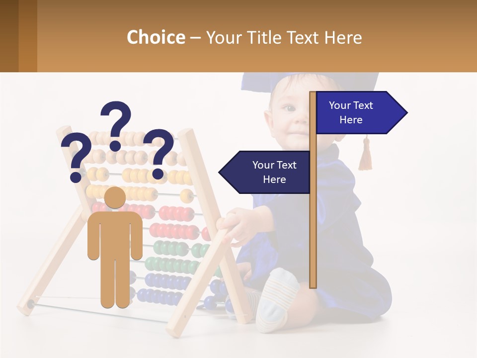 A Child In A Graduation Cap And Gown Playing With An Abacusk PowerPoint Template