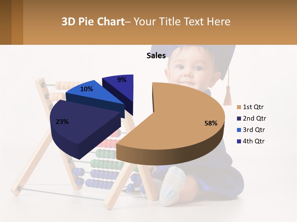 A Child In A Graduation Cap And Gown Playing With An Abacusk PowerPoint Template