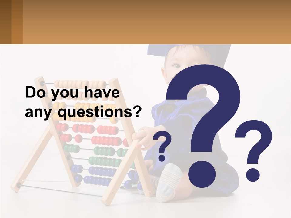 A Child In A Graduation Cap And Gown Playing With An Abacusk PowerPoint Template