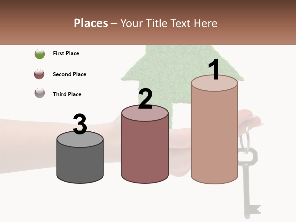 A Person Holding A Key To A Green House PowerPoint Template