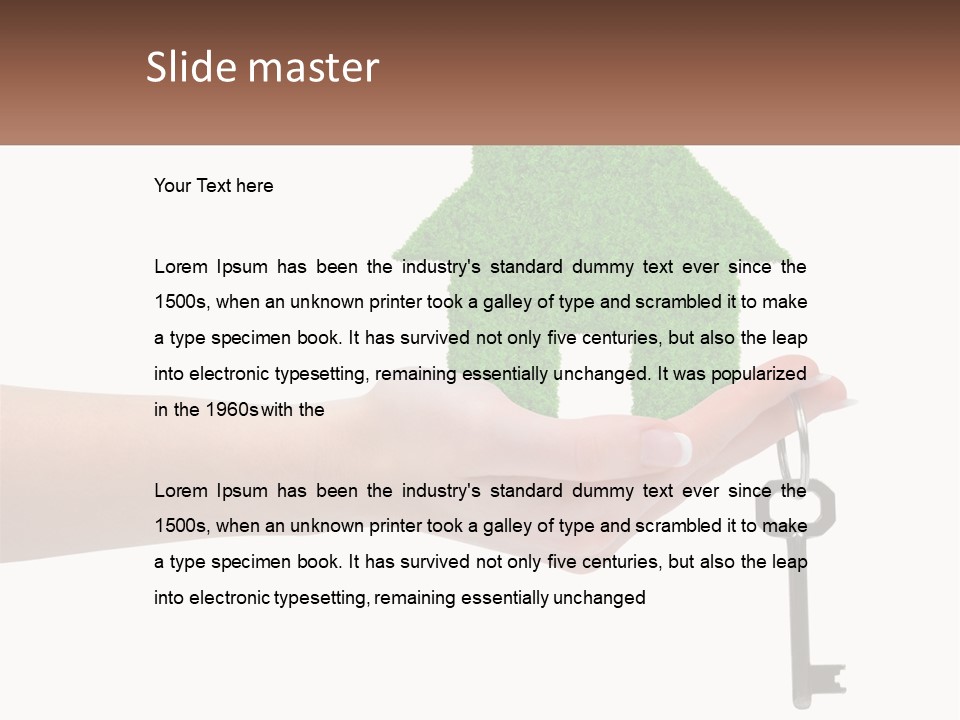 A Person Holding A Key To A Green House PowerPoint Template