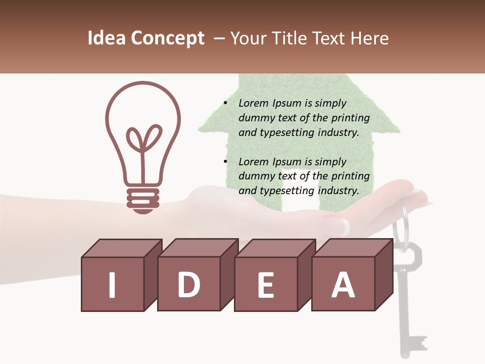 A Person Holding A Key To A Green House PowerPoint Template