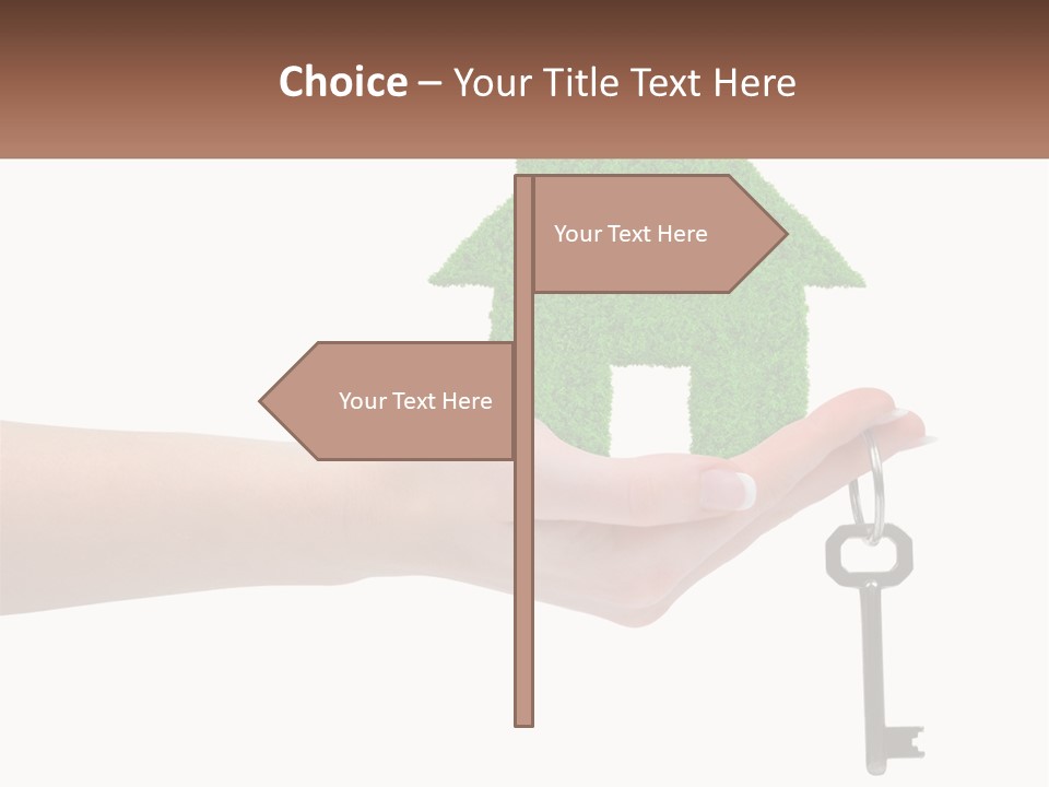 A Person Holding A Key To A Green House PowerPoint Template
