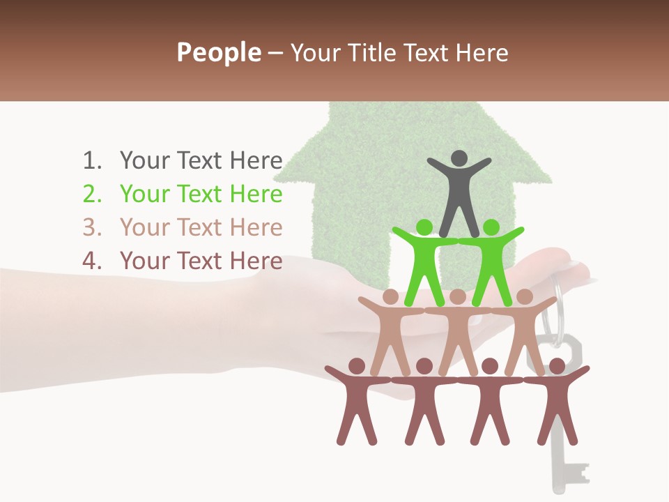 A Person Holding A Key To A Green House PowerPoint Template