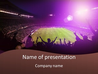 A Soccer Stadium With Fans In The Stands PowerPoint Template