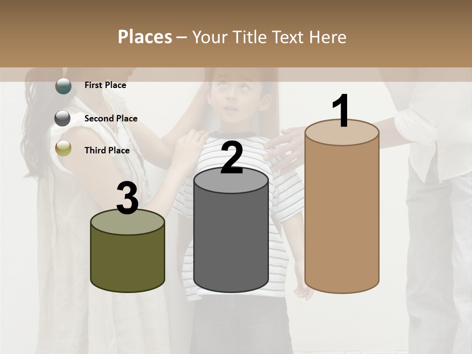 A Young Boy Is Getting His Hair Cut By A Woman PowerPoint Template