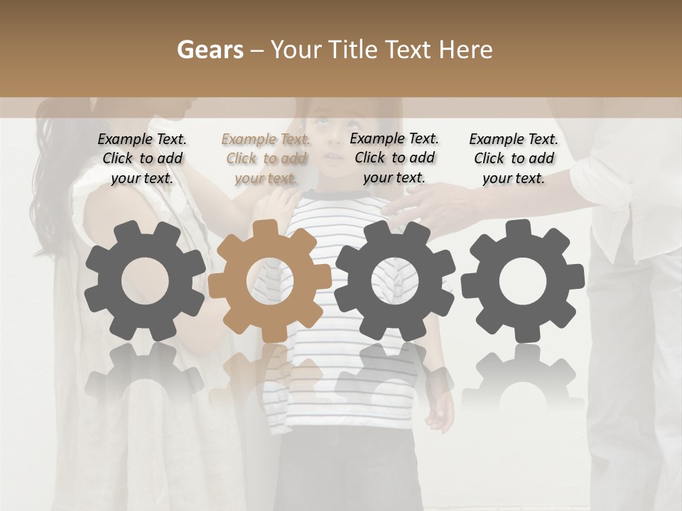 A Young Boy Is Getting His Hair Cut By A Woman PowerPoint Template