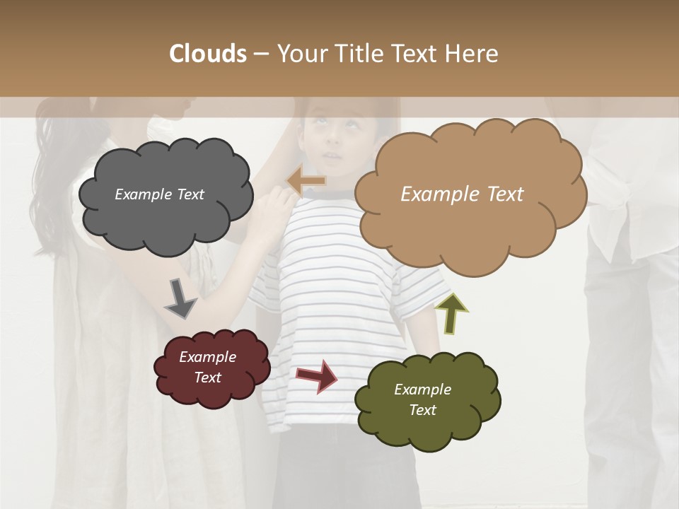 A Young Boy Is Getting His Hair Cut By A Woman PowerPoint Template