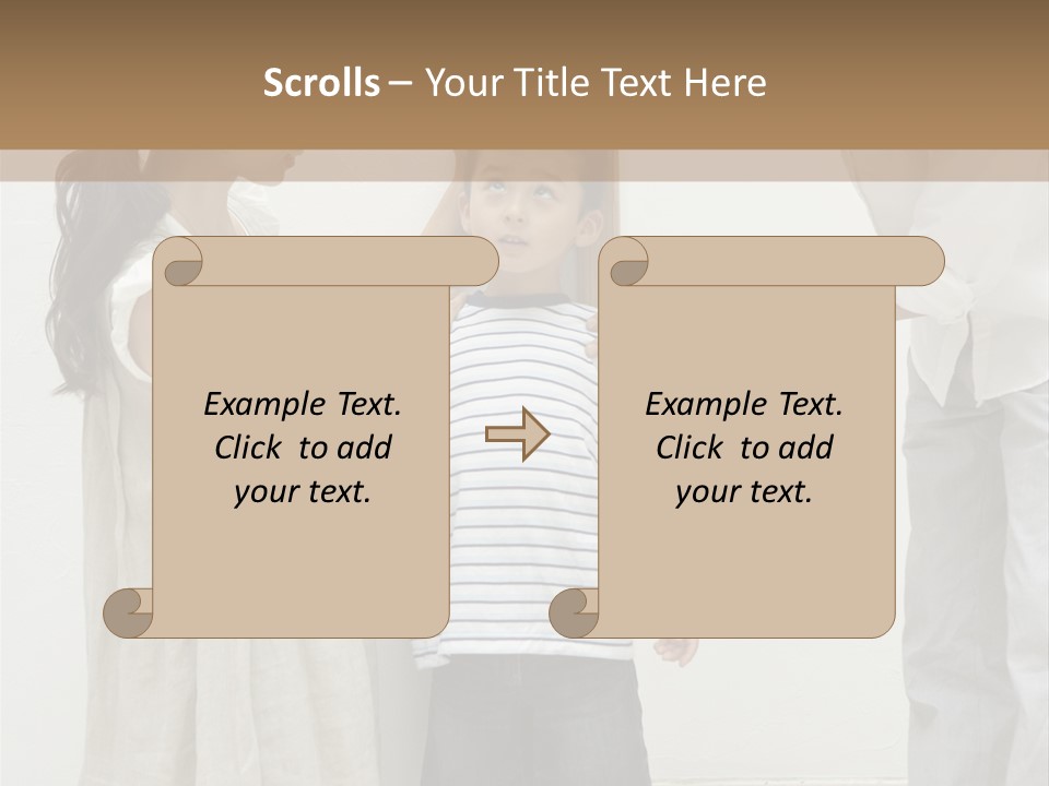 A Young Boy Is Getting His Hair Cut By A Woman PowerPoint Template