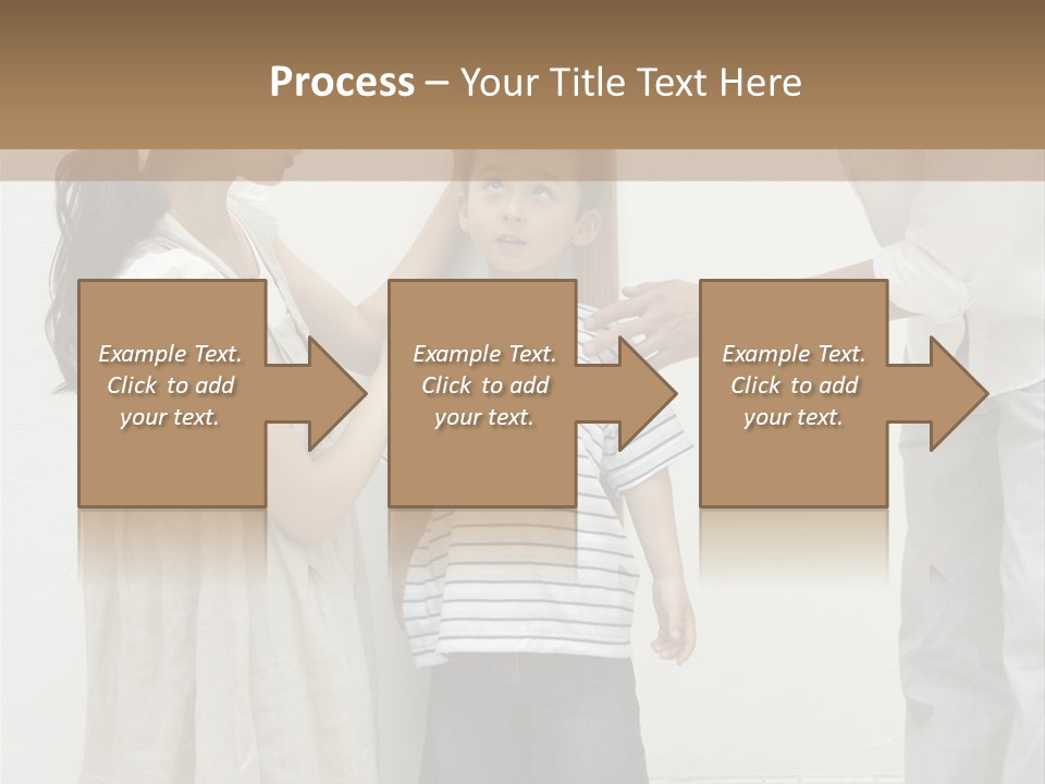 A Young Boy Is Getting His Hair Cut By A Woman PowerPoint Template