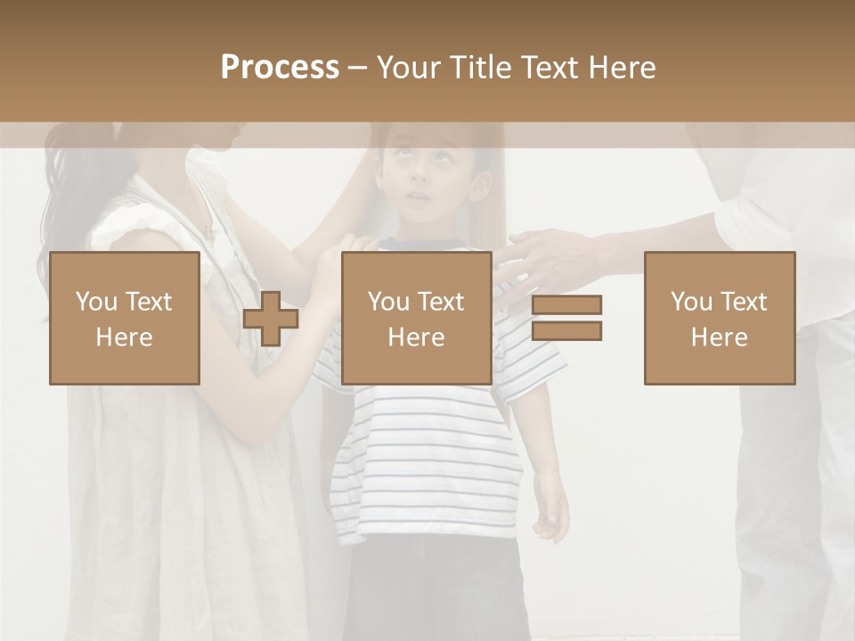 A Young Boy Is Getting His Hair Cut By A Woman PowerPoint Template