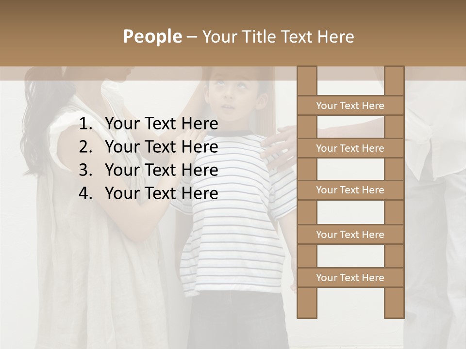 A Young Boy Is Getting His Hair Cut By A Woman PowerPoint Template
