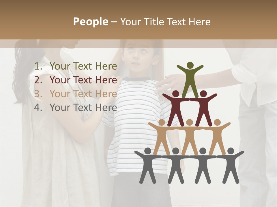 A Young Boy Is Getting His Hair Cut By A Woman PowerPoint Template