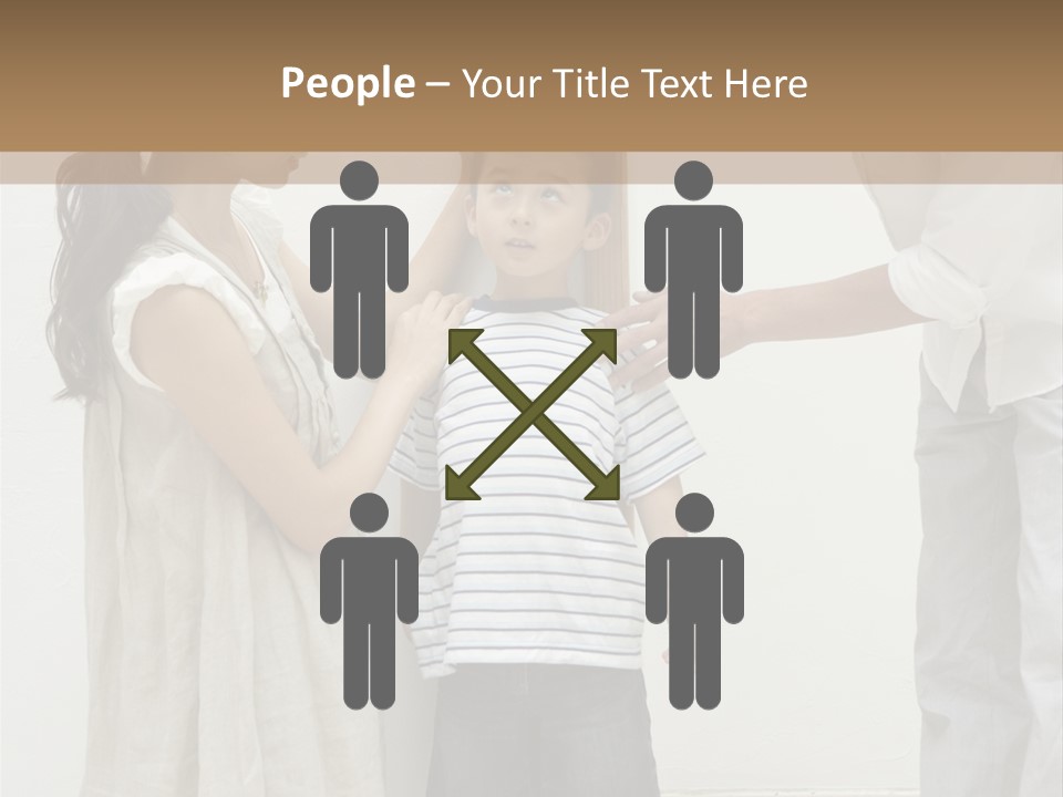 A Young Boy Is Getting His Hair Cut By A Woman PowerPoint Template