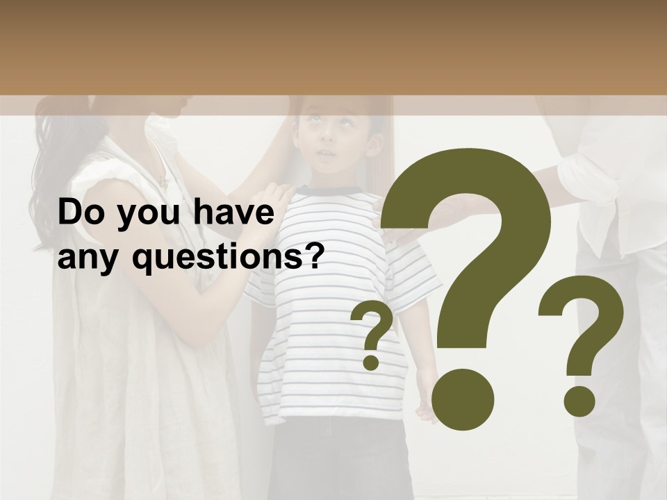 A Young Boy Is Getting His Hair Cut By A Woman PowerPoint Template