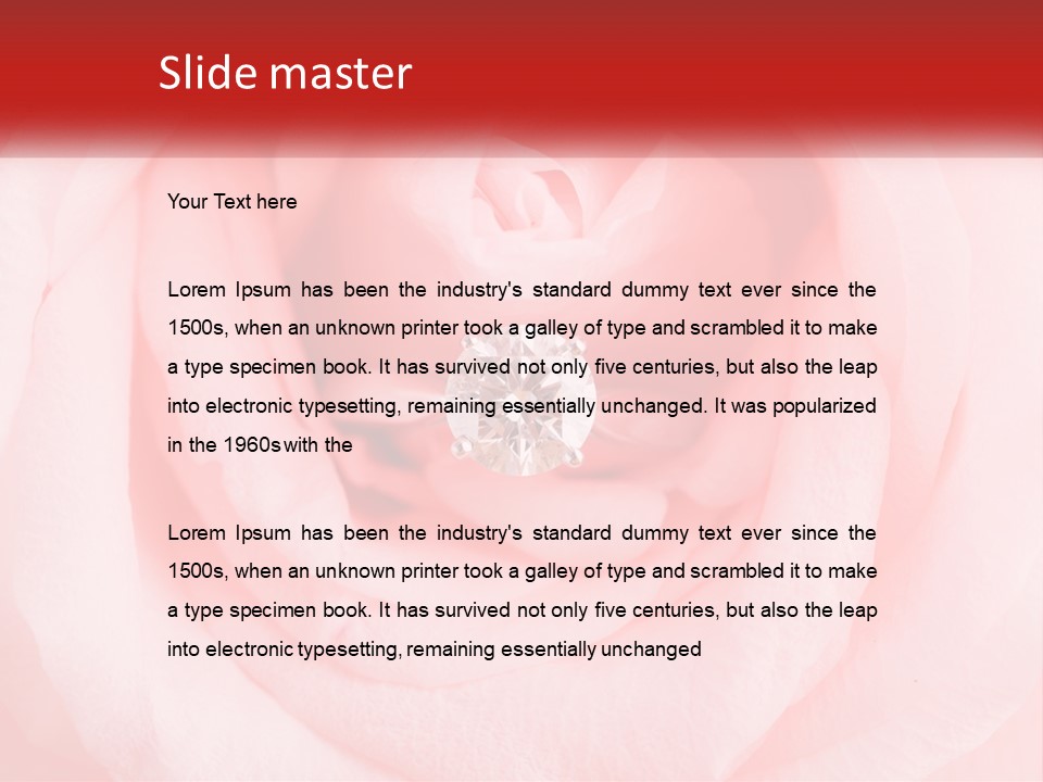 A Diamond Ring On Top Of A Pink Rose PowerPoint Template