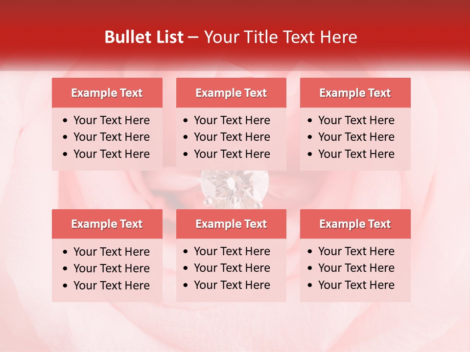 A Diamond Ring On Top Of A Pink Rose PowerPoint Template