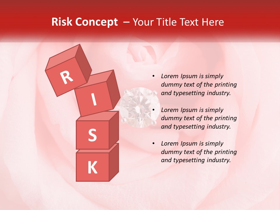 A Diamond Ring On Top Of A Pink Rose PowerPoint Template